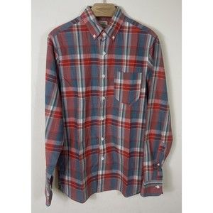 J Crew Men’s Shirt Plaid Red Button Down Long Sleeve S Small Slim Fit